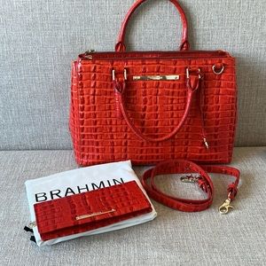 BRAHMIN | BLAKE BAG ADY WALLET SET | CRANBERRY